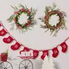Corona de Navidad Rama de Pino Fruta Roja Hoja de Eucalipto Corona de Ratán Decoración del Hogar Adornos Navideños Americanos Transfronterizos