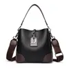 Bolsa Saco de Couro para Mulheres, Bolsa de Mão Retro de Cor Contrastante, Casual e Versátil, Ombro Único Transversal, Bolsa Feminina Fashion para o Dia a Dia