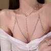 Collar de cadena larga con borlas y diamantes colgantes estilo Chanel para el cuerpo, cadena de diamantes de imitación para todo el cuerpo, accesorios de cadena para la cintura, cadena sexy para el pecho.