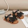 Sandalias de Niña de Venta Caliente Transfronterizas en Blanco, Dorado y Negro, Zapatos de Princesa Mariposa, Sandalias Romanas de Playa Huecas con Punta Abierta, Antideslizantes
