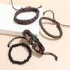 Nuevo y Popular Pulsera de Aleación Europea y Americana Flecha a Través del Corazón Tejida Vintage Imitación de Piel de Vaca Set de Pulseras de Cuero DIY