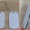 Llavero en Blanco Acero Inoxidable Placa Láser Recubierta Individualmente Embrión con Anilla Identificación de Mascota Escudo Militar