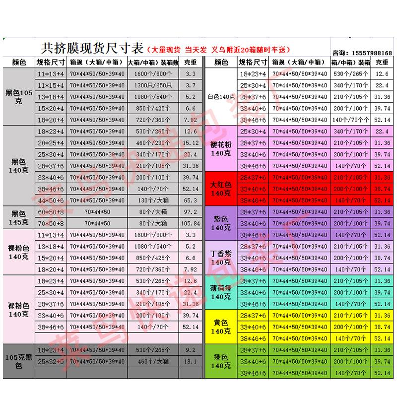 菜鸟共挤膜尺寸表