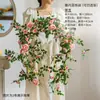 Decoración de Pared de Flores de Hortensia Artificial para Puertas, Arreglo Floral Atmosférico, Cascada de Flores Falsas de Lujo Ligero para Paisajismo, Hojas Verdes Artificiales