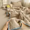 Juego de Cuatro Piezas de Colcha de Verano con Borde de Concha y Puntada Triangular de Color Sólido Clase A, Colcha de Seersucker Fresca y Simple para Aire Acondicionado Venta al por Mayor Transfronteriza