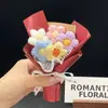 Dia dos Namorados Chinês Flor de Tricô Criativa Flor Pom Pom Buquê de Flores Buquê de Lã Decoração Floral Enfeites Presentes