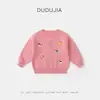 [100% Algodón] Dudu Nuevo Versátil Casual Otoño Ropa Infantil Suéter Cárdigan Top para Niñas