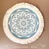 Jogo americano de algodão e linho trançado com franjas, tapete resistente ao calor, tapete antiderrapante para panelas, porta-pratos, tapete decorativo de tecido, diâmetro ampliado 36cm