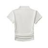 Estilo Deseo Puro Sexy Cuello Medio Alto Manga Corta Camiseta de Verano para Mujer Nueva Cintura Alta Plisada Hombro Ajustado Adelgazante Camiseta Base