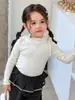 Ropa acolchada de algodón con forma de pera para niños, prenda interior base para niña, ropa de invierno, cuello alto medio con volantes, top para niños, ropa para bebé niña Clase A