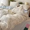 Conjunto de cama de algodão puro grau A para mães e bebês, com toque de nuvem, para dormir sem roupa, conjunto de capa de edredom e lençol de quatro peças com tema de desenho animado, ultra macio, conjunto de três peças para estudantes