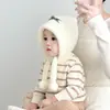 Gorro de Bebé Otoño e Invierno Felpa Engrosado Protección para Orejas Lindo Oso Gorro de Punto A prueba de Viento Cálido Gorro para Pies