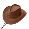 Sombrero de Vaquero Occidental Sombrero para el Sol Sombrero Jazz de Gamuza Chica Popular Primavera Verano Hombres Mujeres Sombrero de Jinete Sombrero de Ala Ancha Fedora