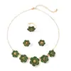 Collar, Pulsera, Pendientes, Anillo de Florales Elegantes con Goteo de Aceite Transfronterizo Europeo y Americano, Set de Joyería Estilo Corte Vintage para Mujer