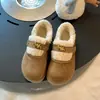 Zapatos nuevos de algodón para invierno, a prueba de frío, forrados de felpa, estilo Birkenstock, de suela plana, engrosados, con hebilla, de una tira, cálidos, invierno 2026, botas de nieve