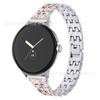 Adecuado para Google Pixel Watch Correa de reloj de diamantes de doble fila de cinco cuentas con incrustaciones de diamantes metálicos Google 1/2/3/4