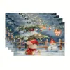 Manteles individuales Navidad Nuevo Navidad Impreso Lino Manteles individuales Transfronterizo Decoración Fiesta Navideña Antimanchas Aislantes Manteles de mesa