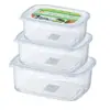 Shunxin B-006 Conjunto de Marmita de Três Peças Plástico Caixa Crisper para Micro-ondas Conjunto de Três Peças Retangular Crisper Arroz