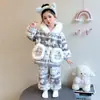 Conjunto de pijama para meninas, cardigã com capuz para outono e inverno, flanela, quente, roupa de casa de lã coral estilo Fair Isle para crianças
