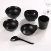 Tigela de melamina de alta qualidade, tigela preta fosca, tigela de arroz doméstica, tigela redonda, tigela de sopa, tigela de buffet para restaurante, resistente a quedas