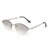 Nuevas Gafas de Sol Poligonales Sin Marco Transfronterizas para Hombres, Gafas de Estilo Europeo y Americano, Gafas de Sol con Sombrilla Anti-UV para Conducir para Mujeres