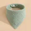 Toalla de Saliva de Algodón Puro de Cuatro Capas Toalla Triangular de Crepé Color Sólido Babero de Gasa Babero de Crepé Liso Babero de Algodón