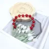 Nova Pulseira de Cristal de Ágata Vermelha de Feijão de Acácia Pulseira de Pedra Olho de Gato Joias de Estilo Étnico Pulseira de Lótus Gota d'Água Versátil