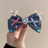 Pinza para el pelo de mezclilla con lazo retro lindo para niñas, Pinza de diseño con estrellas, Pinza para el pelo de moda Y2K, Adorno para la cabeza