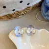 Aretes Flor de Perla Goteo de Aceite Aguja Plateada, Aretes Nuevos Simples y de Moda Estilo Ins, Aretes de Lujo Ligero de Alta Gama al por Mayor