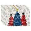 Manteles individuales navideños más vendidos transfronterizos, nueva serie de muñeco de nieve y renos, tapetes resistentes al calor, lino Amazon