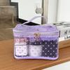 Bolsa de almacenamiento portátil para cosméticos de malla flocada, bolsa de almacenamiento para estudiantes, de alto valor, portátil, transpirable, de gran capacidad, bolsa morada Love