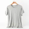Camiseta de Manga Corta de Seda de Leche para Hombre Verano Delgada Color Sólido Sudadera Talla Grande Holgada Sudadera Exterior de Media Manga Top