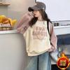 Estilo Coreano Otoño Nuevo Niñas Letra Manga Larga Cuello Redondo Moda Versátil Sudadera Ropa para Niños Top Suelto para Niños Camiseta