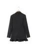 Exportación Transfronteriza Ropa Europea y Americana Moda Otoño e Invierno 2025 Solapa de Traje de Doble Botonadura Mangas Largas Dobladillo de Hoja de Loto Chaqueta de Traje