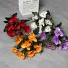 Flores Artificiais com 7 Cabeças, Orquídeas Borboleta em Cores de Outono, Arranjos de Flores Artificiais para Decoração de Casa, Celebrações de Casamento, Atacado de Fabricantes, Adereços de Fotografia