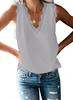 Top de gasa sin mangas con cuello en V y encaje de color liso con borde cruzado de Amazon 2020 para mujer, talla grande