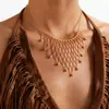 Accesorios de Collar de Borlas Transfronterizos Europeos y Americanos para Mujer, Cadena para Clavícula Única y de Nicho Hueca, Joyería de Cuello Versátil Simple a la Moda al por Mayor