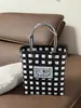 Cesta de Legumes Colorida Cesta de Plástico Tecida Xadrez Fresco Bolsa de Mão Bolsa de Palha Tecida Casual Padrão Xadrez Bolsa de Praia à Beira-Mar