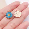 Accesorios de Joyería de Aleación DIY Colgante de Girasol Flor de Cerezo Azul Lago con Goteo de Aceite Pulsera Collar Pendientes Llavero