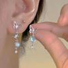 Pendientes colgantes de mariposa de piedra lunar para mujer, moda de verano 2023, pendientes de lujo de alta gama para mujer.