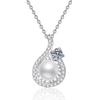 Collar transfronterizo de plata esterlina S925 con colgante de perla de agua dulce natural y moissanita a juego. Venta al por mayor.