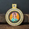 Zakiram Ocho Deidades Guardianas del Zodíaco Hada Zorro Dios Amarillo de la Fortuna Tara Verde Colgante Thangka 3D Pintado a Mano