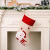 Decoraciones navideñas nuevas transfronterizas borde rojo lino de imitación estampado de dibujos animados calcetines navideños calcetines de regalo para niños colgante para árbol