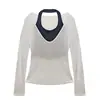 H375 Camisola para Mujer Cuello U Verano Espalda Descubierta Capa Interior Hermosa Espalda Look Adelgazante Top Corto Exterior sin Mangas