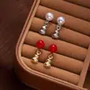 Pendientes de Perla de Calabaza Fresca Nuevos Pendientes de Aguja de Plata 925 de Alto Sentido Chino Joyería para Orejas Joker de Moda Venta al por Mayor