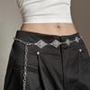 Cadena de cintura de metal estilo punk retro para mujer, cadena de cintura de estilo étnico moderno con diamantes tallados, cinturón fino