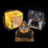 Adorno de Pirámide de Bola de Cristal Natural, Pieza de Decoración para el Hogar de Grava de Cristal Recubierta de Resina, En Caja