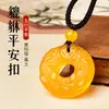 Colar de Calcedônia Natural para Mulheres, Pingente com Fivela de Segurança de Ágata Branca e Vermelha, Corrente de Suéter Pixiu Duplo de Jade Masculino Presente de Feriado