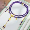 Nuevo Collar de Amatista Estilo Chino con Diseño de Dios de la Riqueza de Cinco Vías, Presentando un Pulsera y Collar de Tres Círculos Hechos de Arenisca Antigua Chapada en Oro