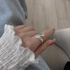 Anillos estilo francés simples geométricos plata esterlina S925 cóncavo anillo resistente anillo coreano popular en línea de lujo ligero